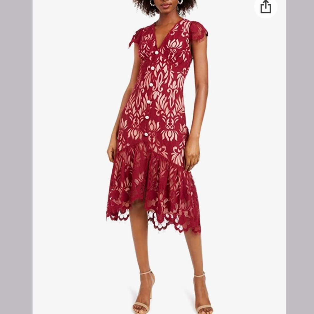 Foxiedox Ellington Lace Midi Dress Red Size Small